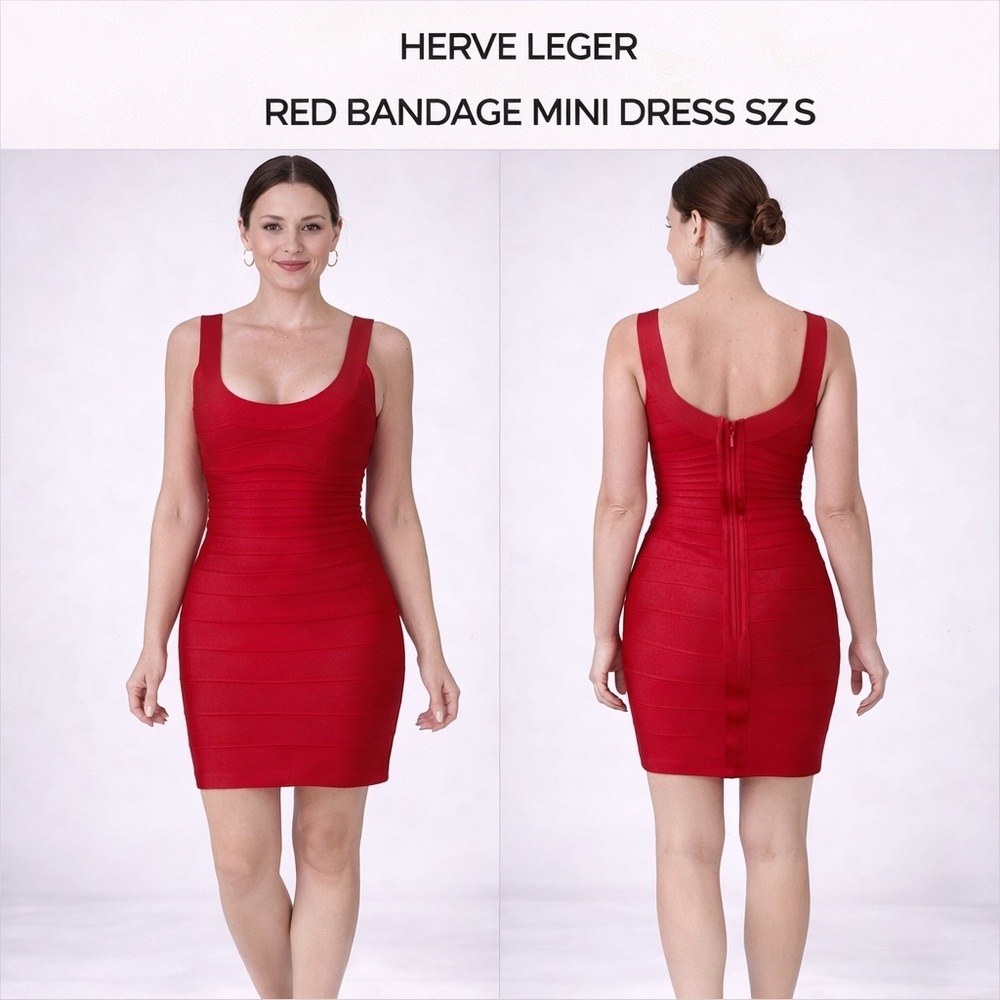 HERVE LEGER RED BANDAGE MINI DRESS SZ S